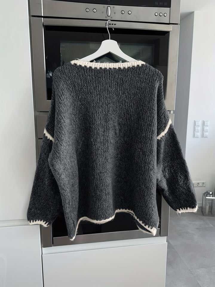 Drune | Lockere Strickpullover Weich und Gemütlich Einzigartige Häkel-details