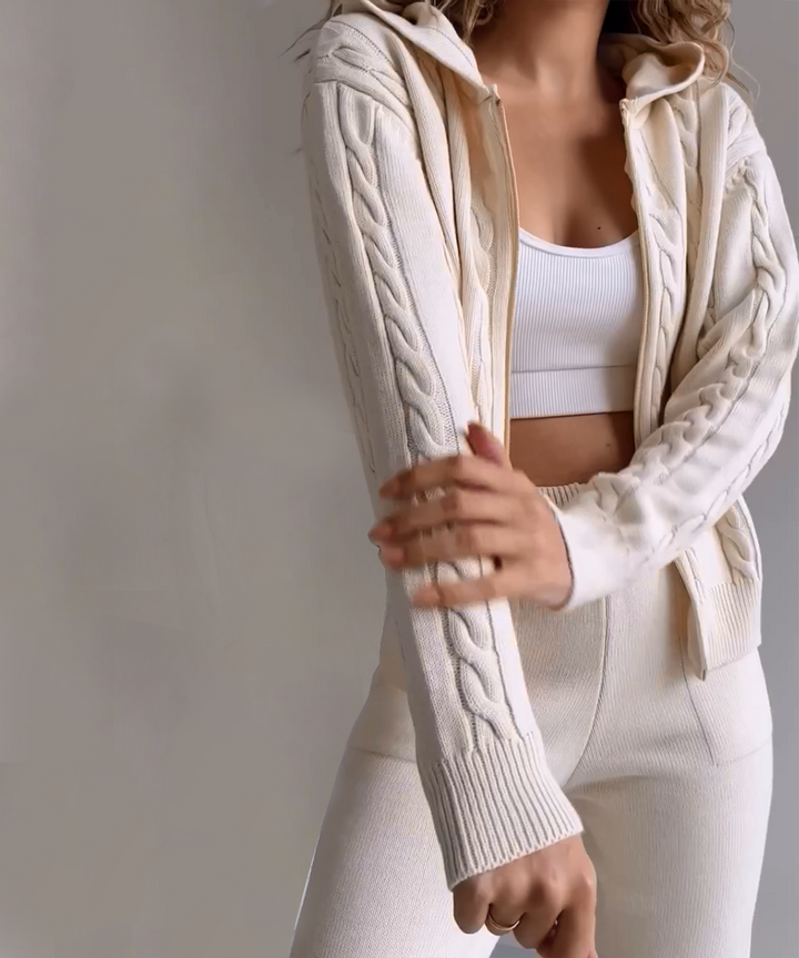 Drune | Zweiteiliges Set mit Cardigan und casual Jacquard-Strickpullover