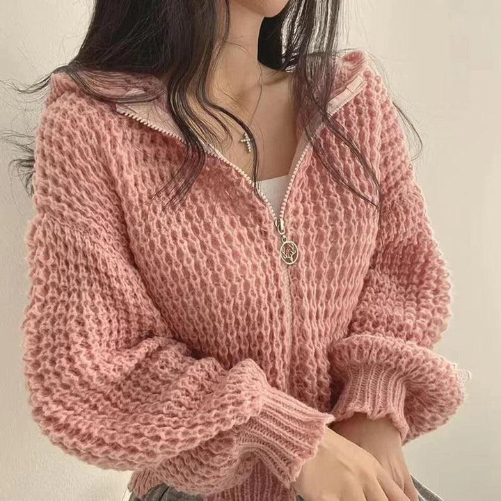 Drune | Cropped hooded cardigan with neckline details