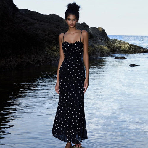 Drune | Kleid mit gepunkteten Strapsen mit Neckholder