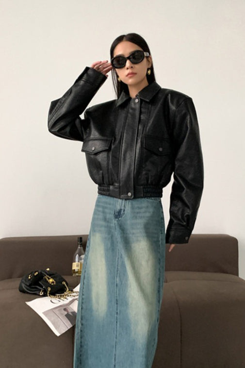 Drune | PU Leder Reversjacke