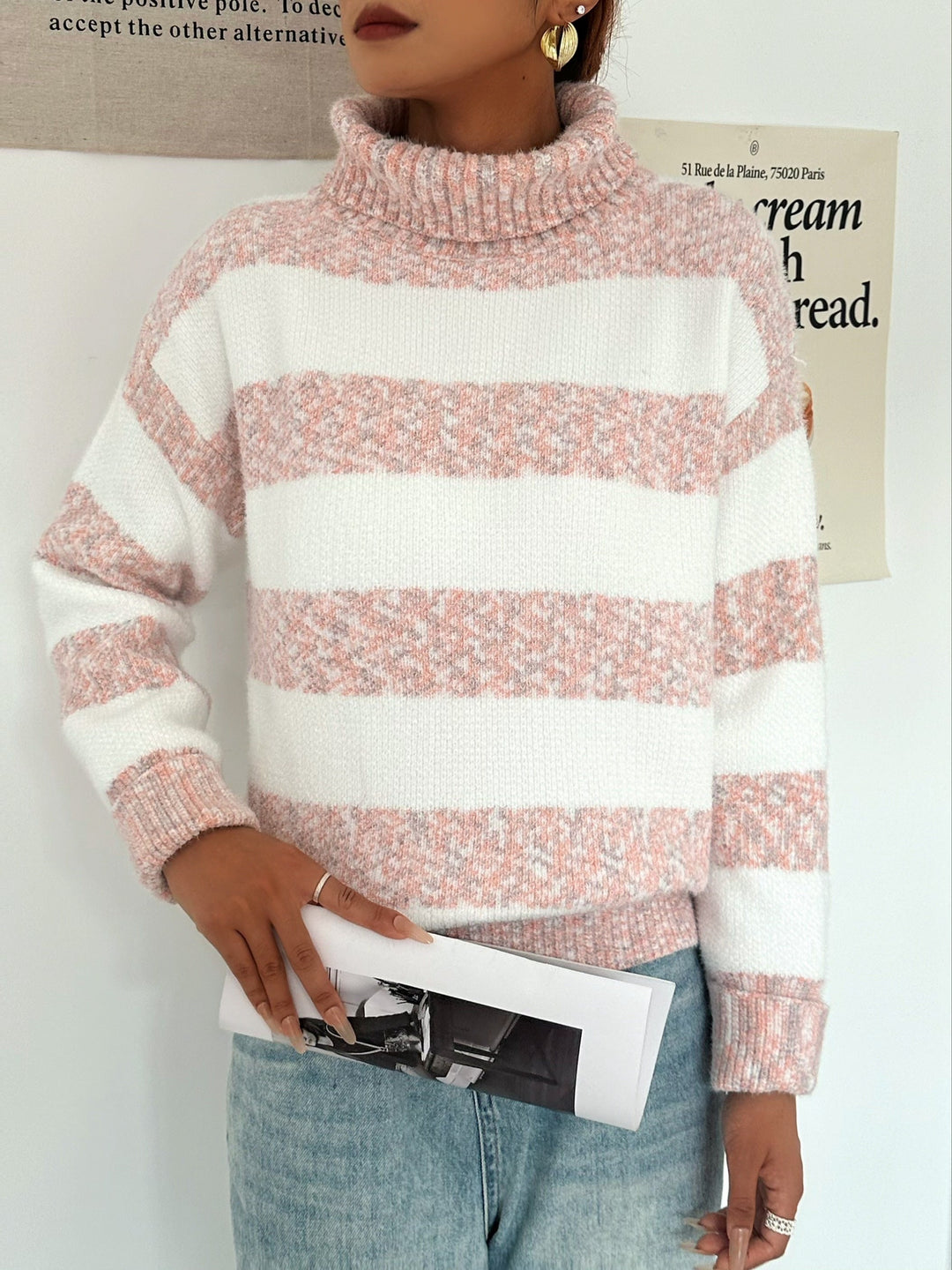 Drune | Strickpullover mit Rollkragen Acrylmischung Gestreiftes Muster