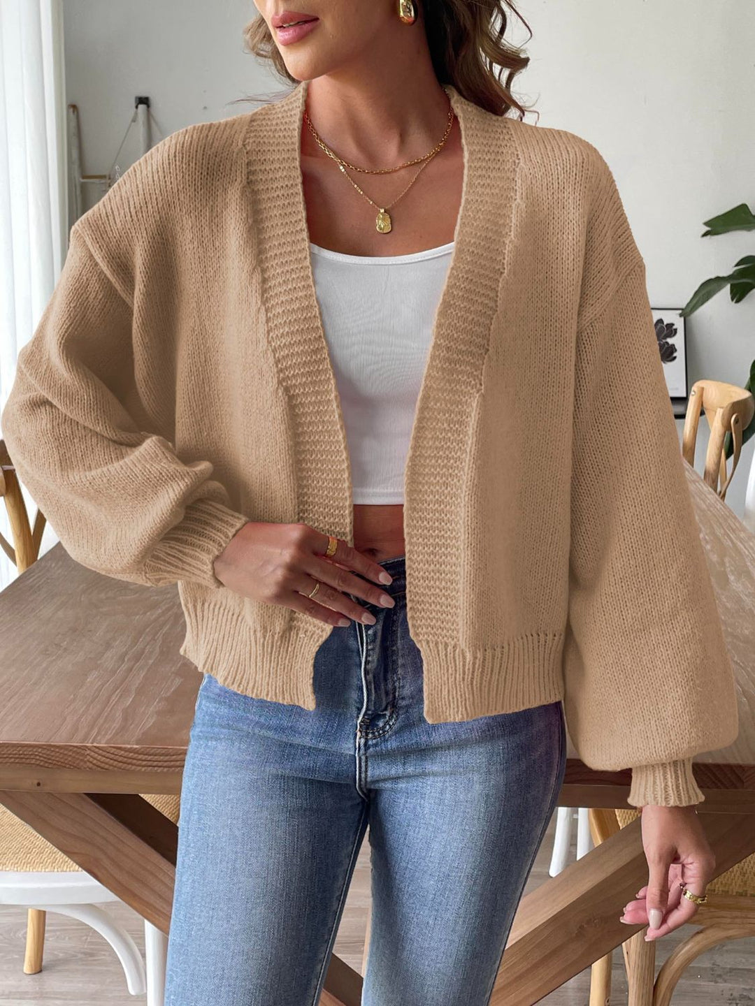 Drune | Legere Strickjacke mit langen Ärmeln und offener Front