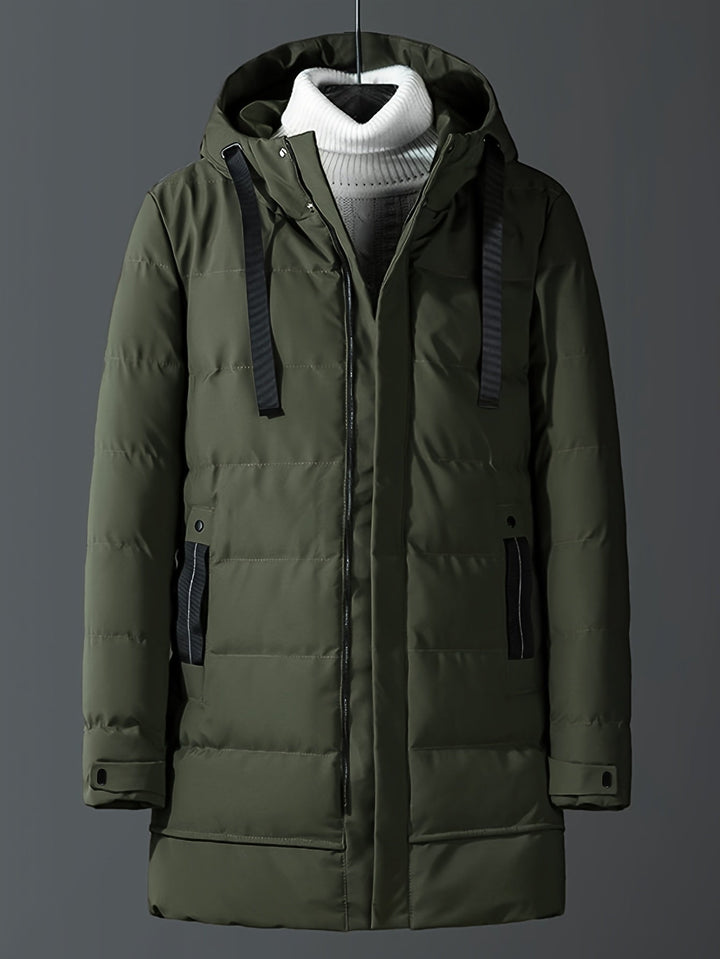 Drune | Winddichte Mittellange Reißverschluss Kapuzen Winterjacke - Ideal für Winter