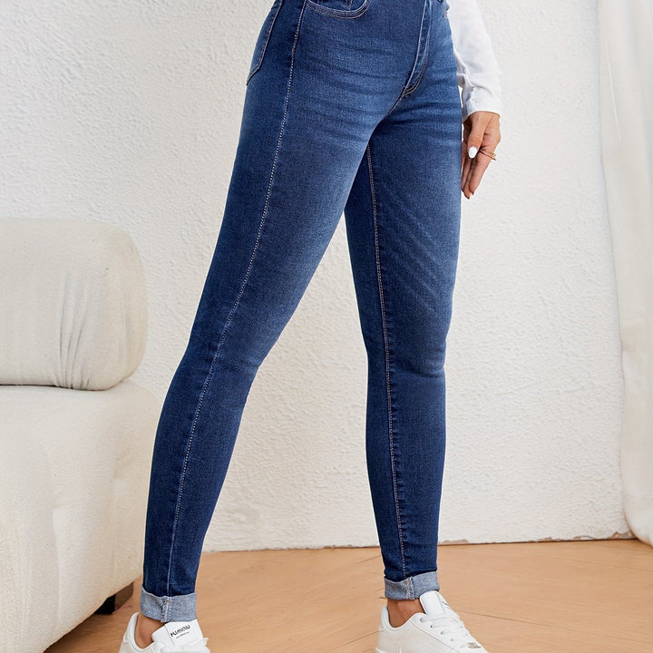 Drune | Olivgrüne High Waist Slim Fit Jeans Mit Stretch Denim