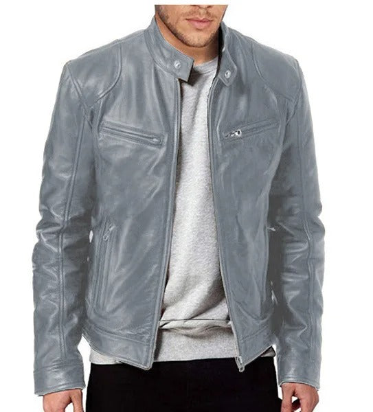 Drune | Casual Jacke aus veganem Leder ohne Kapuze für Männer - Geeignet für jeden Anlass