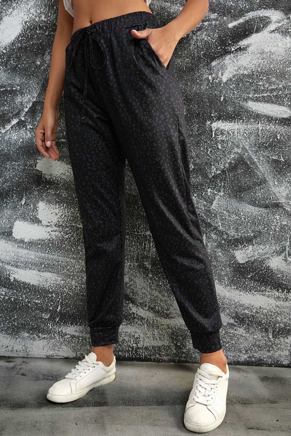 Drune | Leopardenmuster Jogginghose Mit Taschen