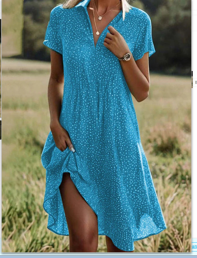 Drune | Kurzärmeliges Grünes Minikleid Mit Punkten