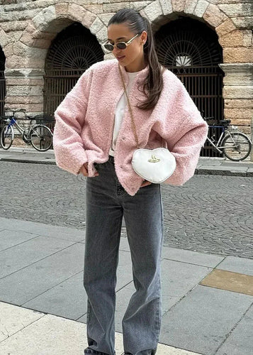 Drune | Rosa Drop Shoulder Stehkragenjacke