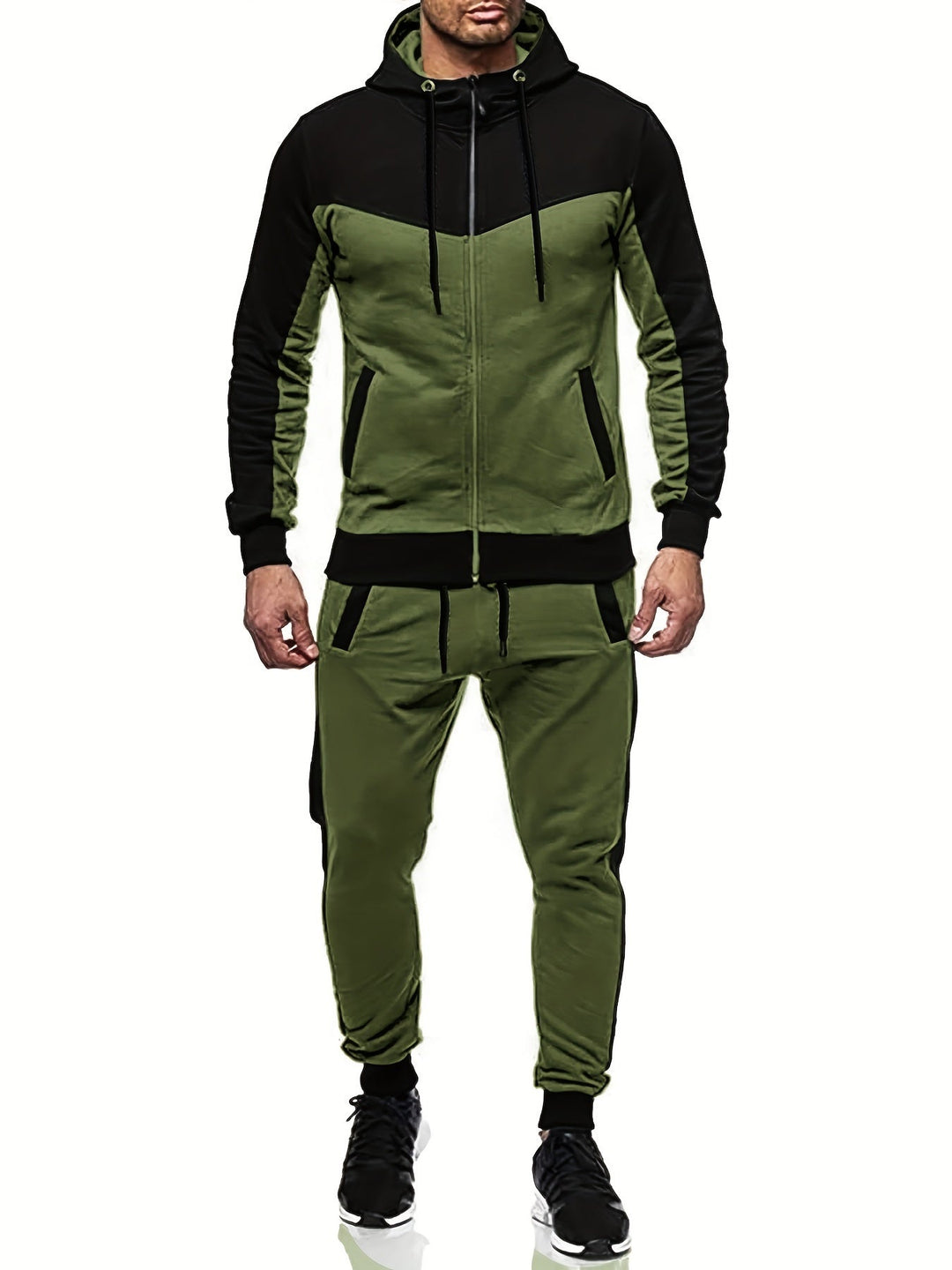 Drune | Unifarbener Trainingsanzug Mit Kragen Jacke Und Hose Für Herren - Perfekt für lässige Tage