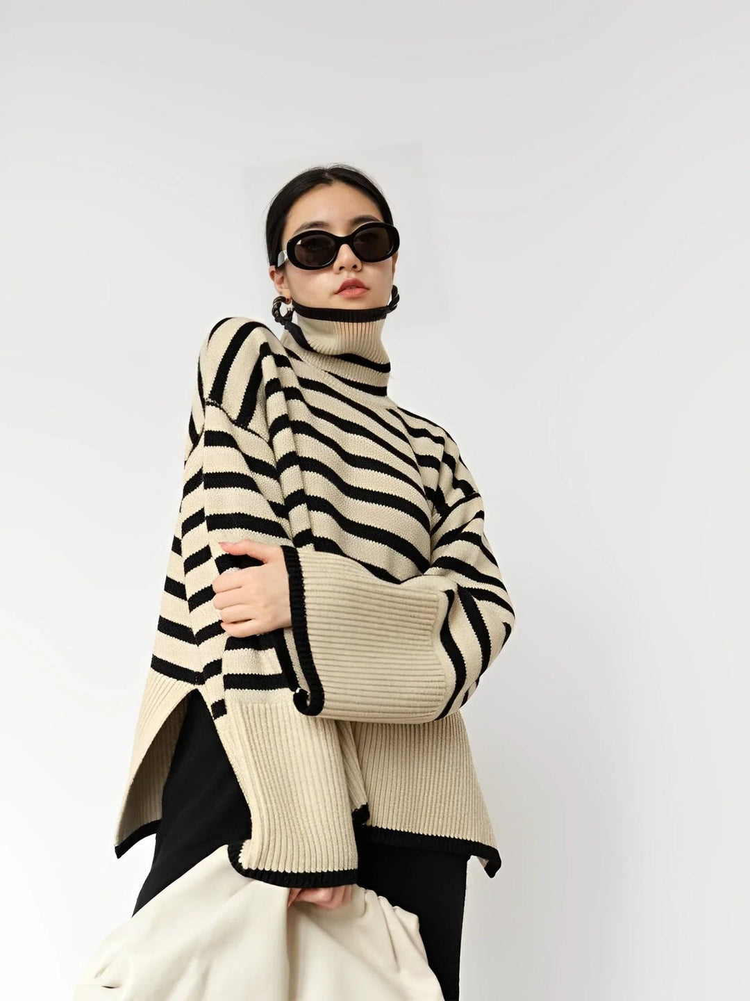 Drune | Oversize-Rollkragenpullover aus Baumwoll für Damen - Perfekt für Freizeit-Tage