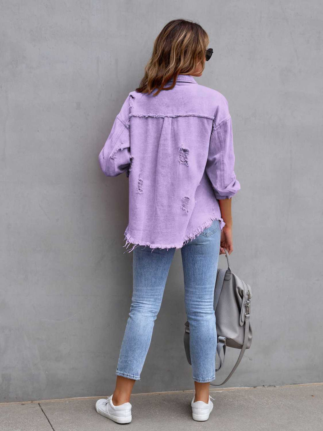 Drune | Distressed Drop Shoulder Denimjacke