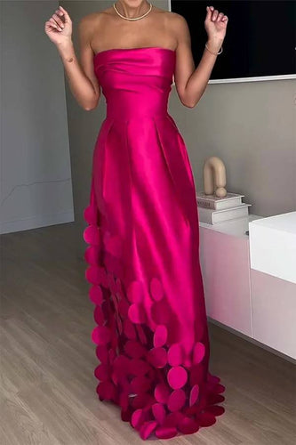 Drune | Luxuriös Poise Satin Gespaltenes Mesh-Punkted Stoff Off-Shoulder Formale Maxi-Kleid