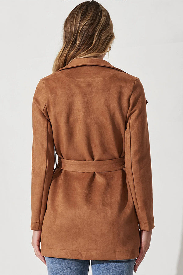 Drune | Farbe Anzug Strickjacke großer Revers Wildleder langärmlige Jacke