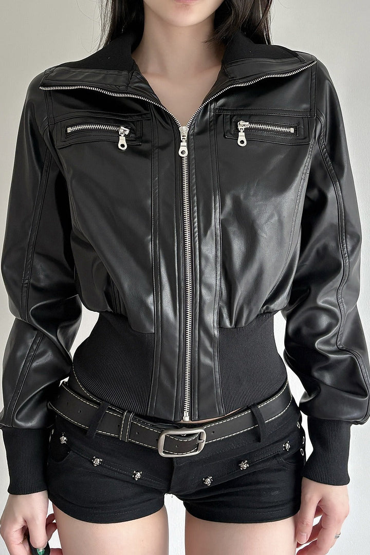 Drune | Taillenkürzlederjacke