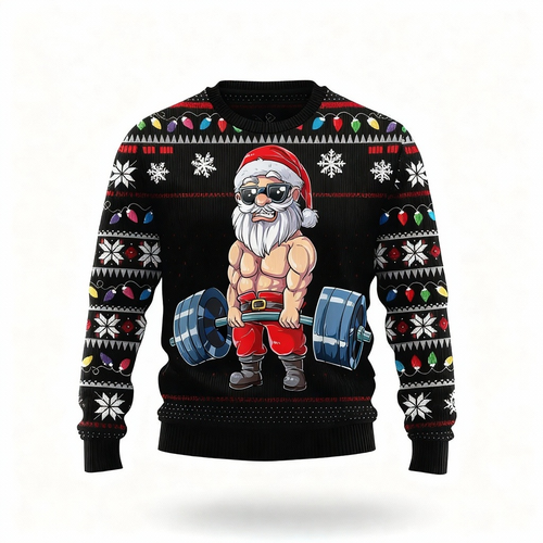 Drune | Lustiges Xmas-Charakter-Druck - Hässlicher Weihnachts-Icon-Mix-Hässlicher Pullover