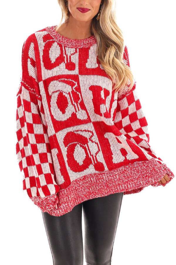 Drune | Weihnachtsbriefe Rundhals Langarm Locker Gestrickter Pullover