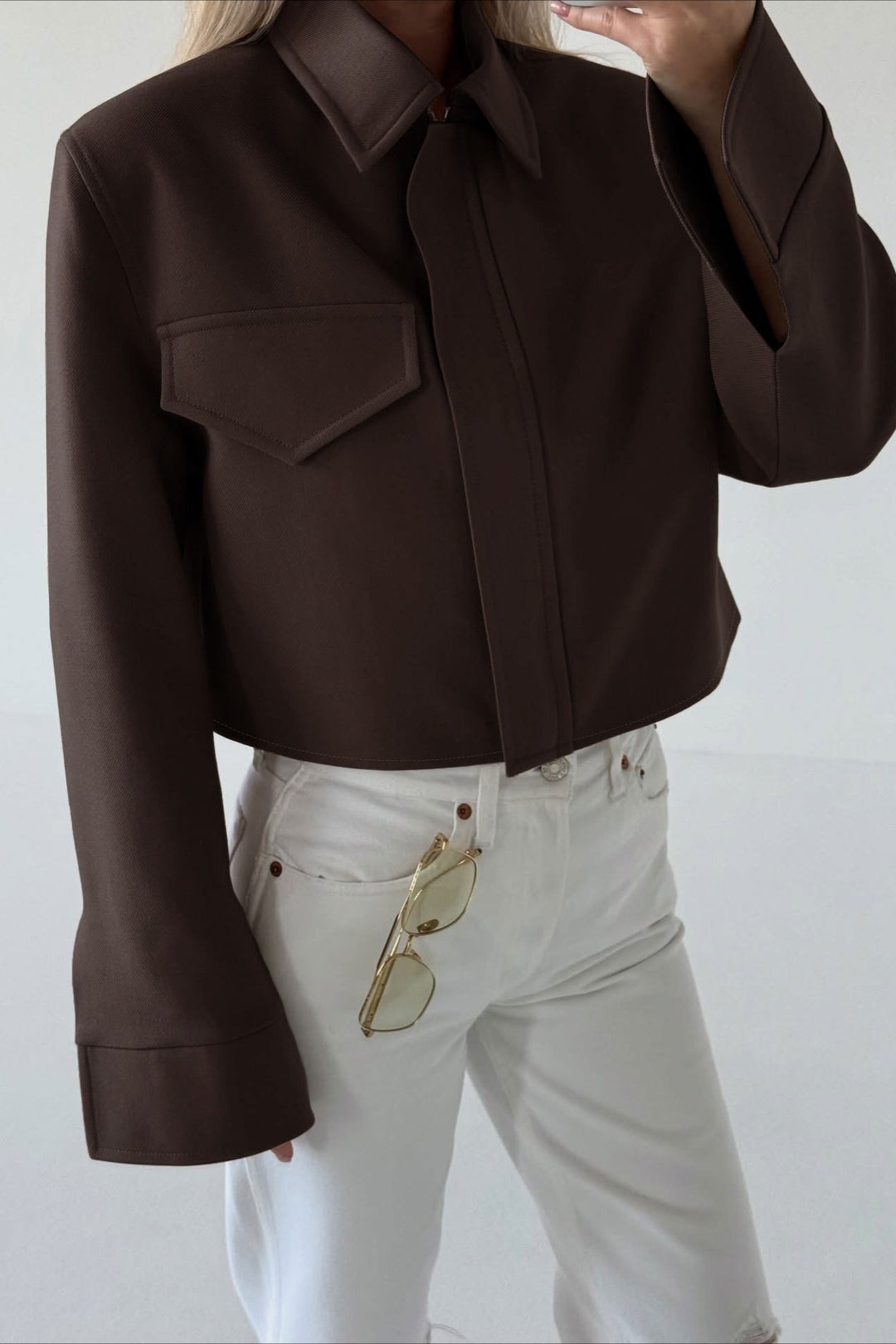 Drune | Länge Braune Reißverschlussjacke