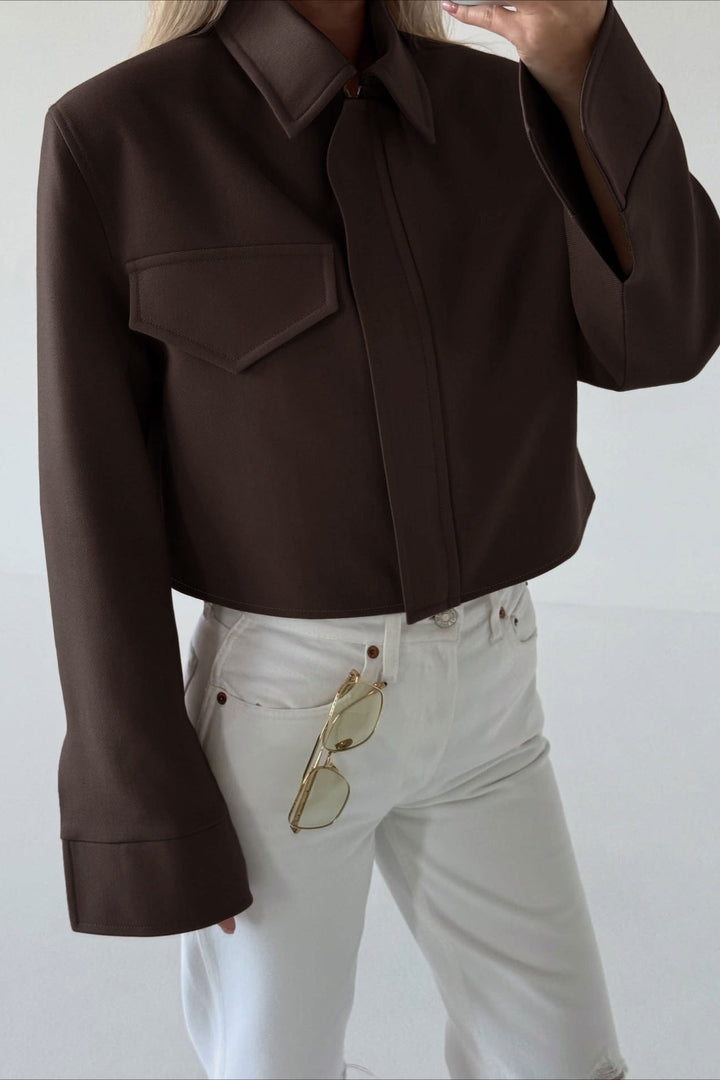 Drune | Länge Braune Reißverschlussjacke