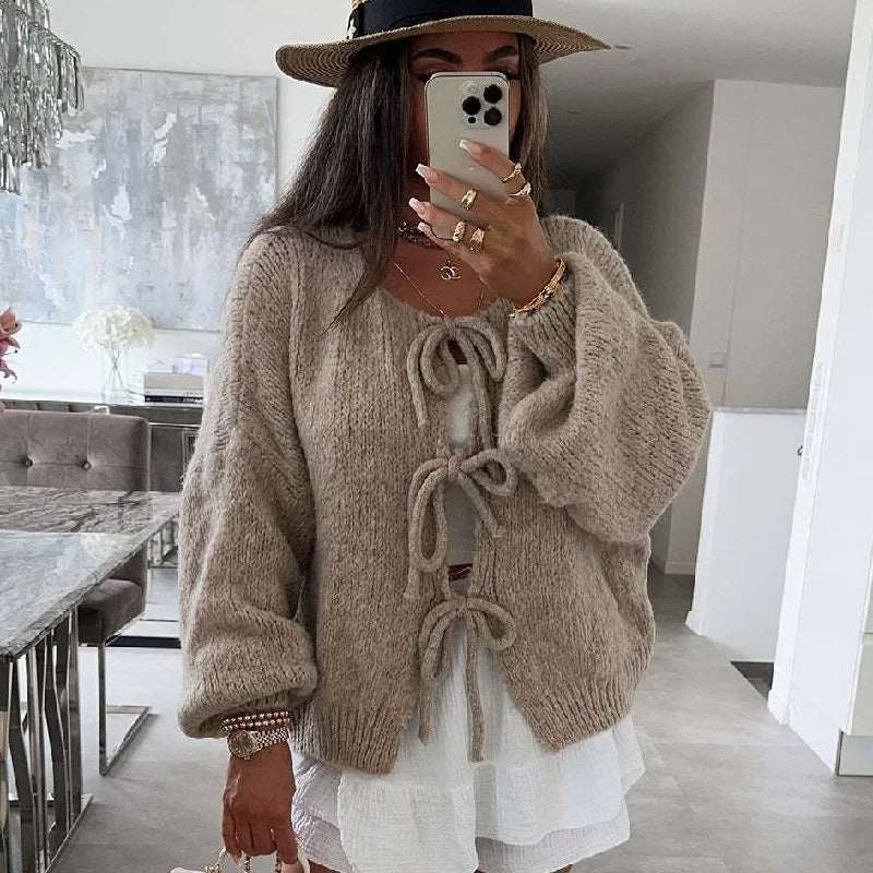 Drune | Strickcardigan mit Schleifen Weich und Warm Trendy Look