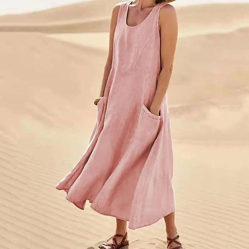 Drune | Ärmelloses Leinenkleid mit Taschen für Damen