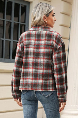 Drune | Eingeschnittener Karomuster-Kragen Jacke mit herabgesetztem Schulterdesign