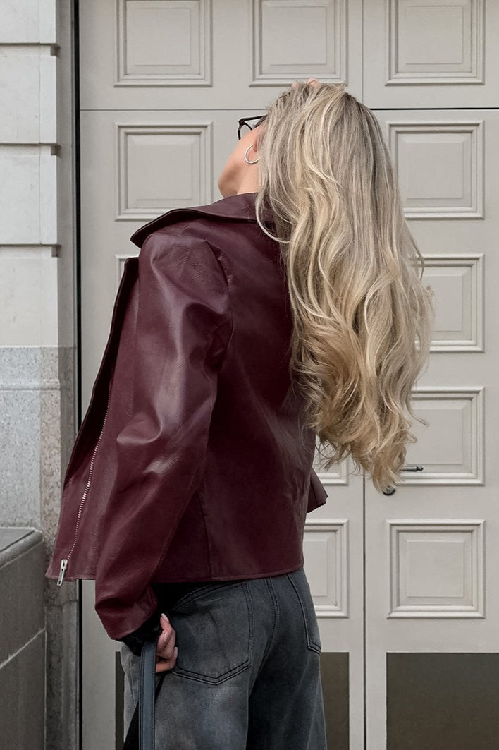 Drune | Rote PU-Lederjacke
