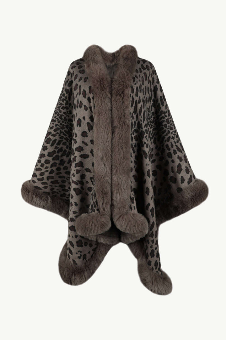 Drune | Leopardenmuster Offenes Poncho