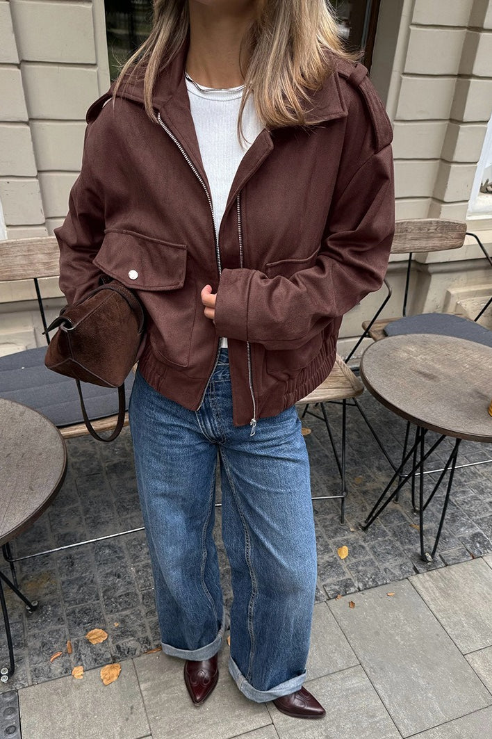 Drune | Passform Braun Wildlederjacke
