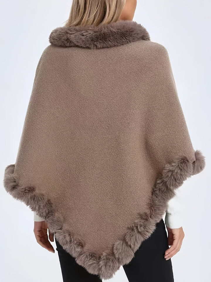 Drune | Poncho mit Pelzdetails Acrylmix Elegante Struktur