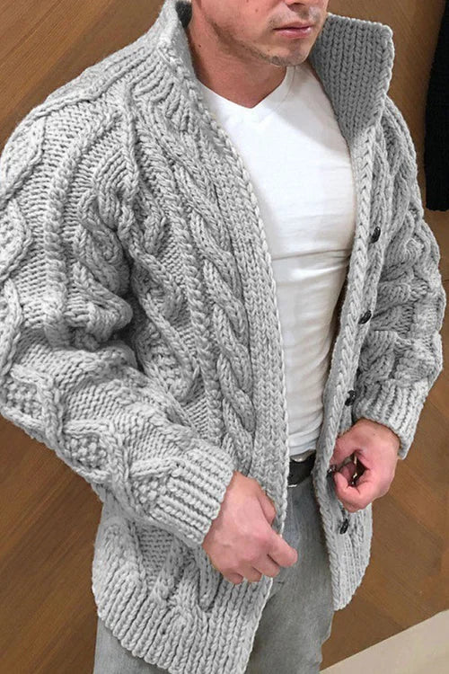Drune | Herrenstrickjacke mit Stehkragen