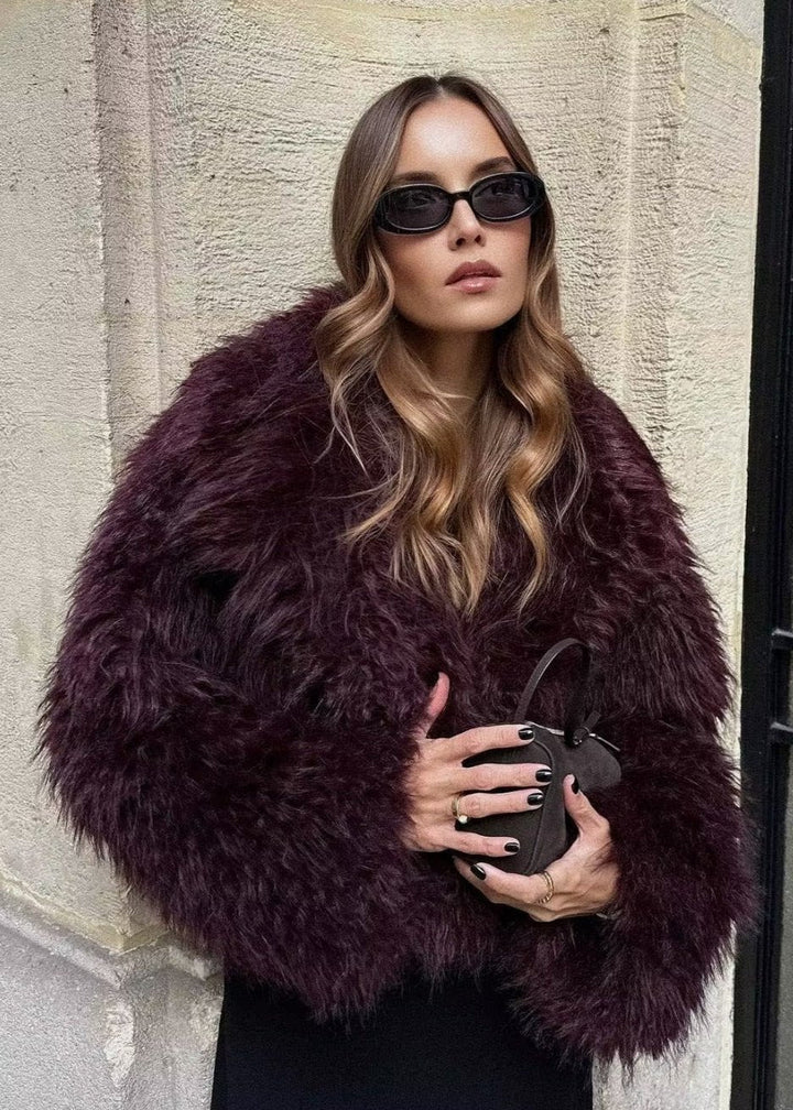 Drune | Kunstpelz Winterjacke in Burgunder