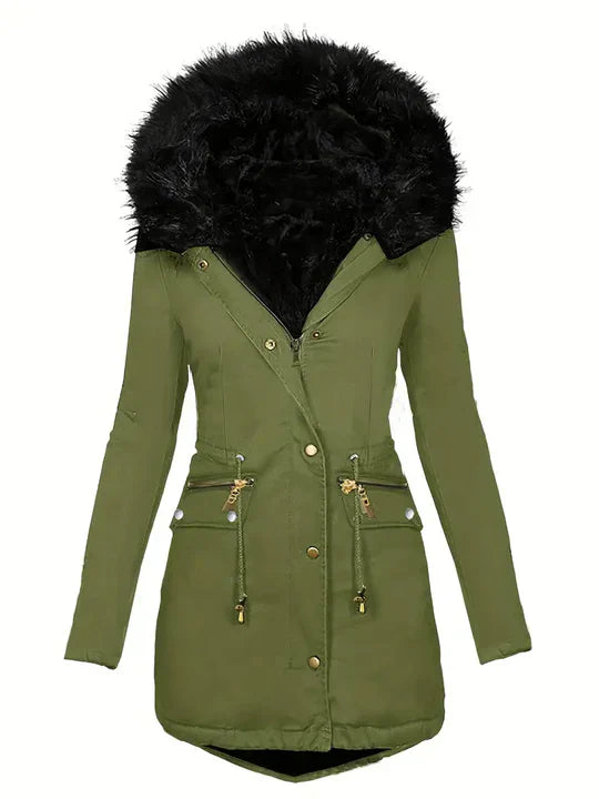 Drune | Parka-Mantel mit Kapuze Aus Kunstpelz und Verstellbarem Kordelzug