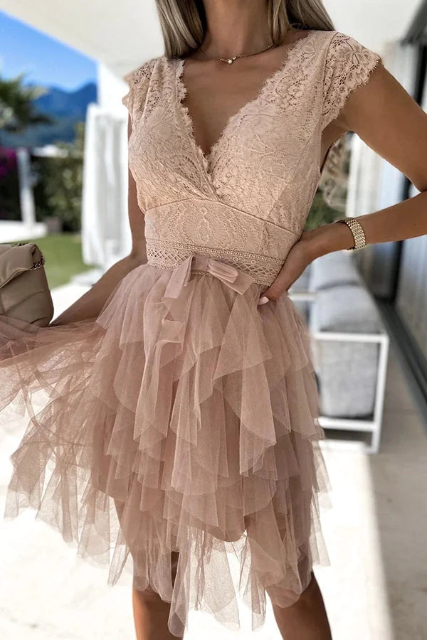 Drune | Unendliche Schönheit Spitzen Tüll Midi Kleid