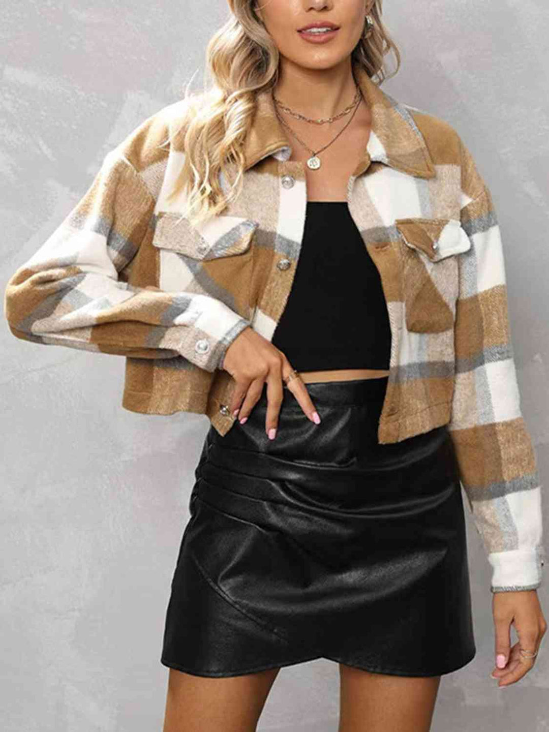 Drune | Karierte Kragenknopf Jacke