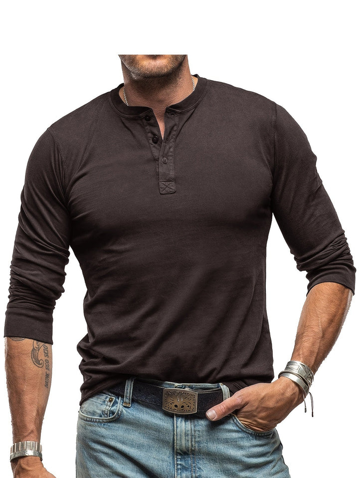 Drune | Langarm Henley Hemd im Vintage Stil für Herren