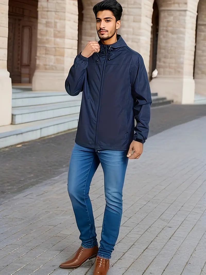 Drune | Herren Stilvolle Kapuzen-Windjacke - Wasserdichtes Design