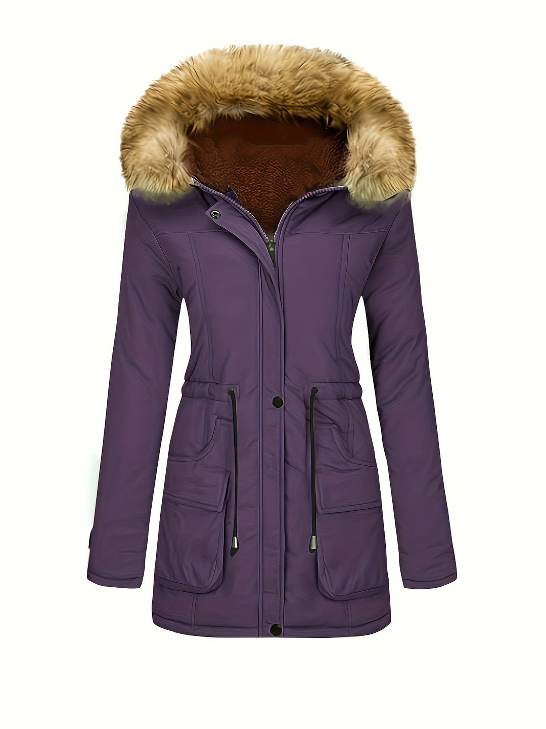 Drune | Fleece-Parka-Winterjacke mit veganer Fell-Kapuze für Damen - Perfekt für Outdoor-Aktivitäten