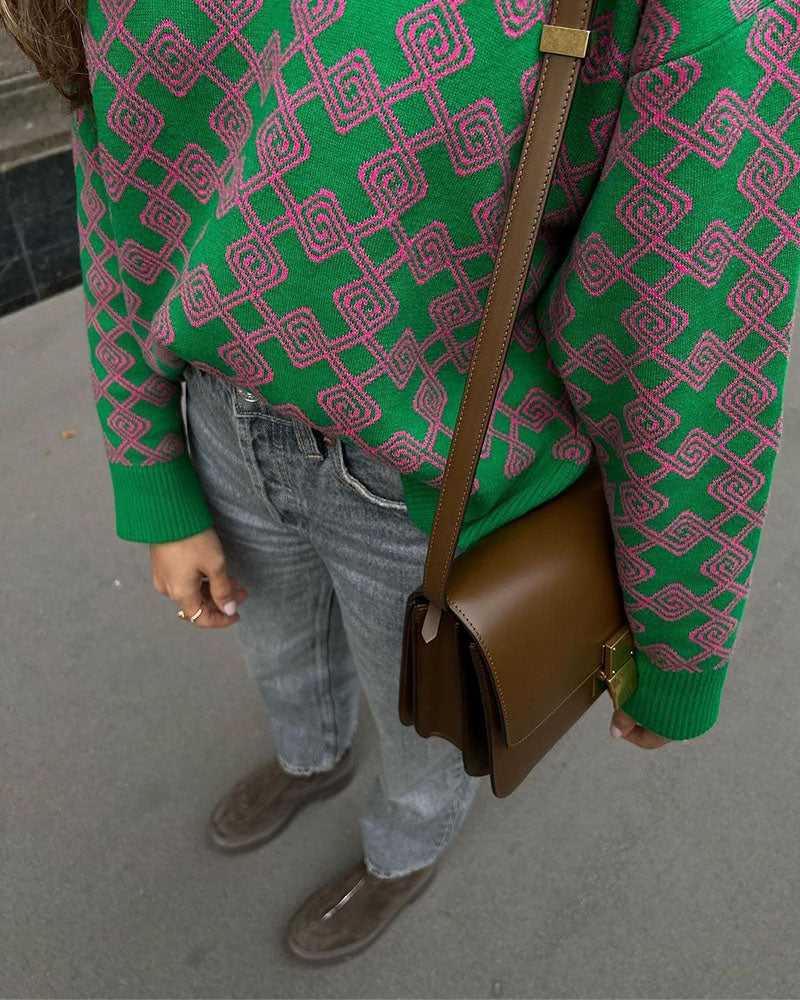 Drune | Muster Strickpullover Weich und Trendy Statement-look
