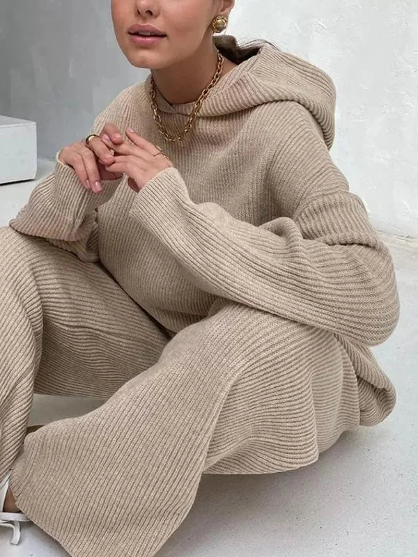 Drune | Luxus Frau Hoodie Gestreiftes Set