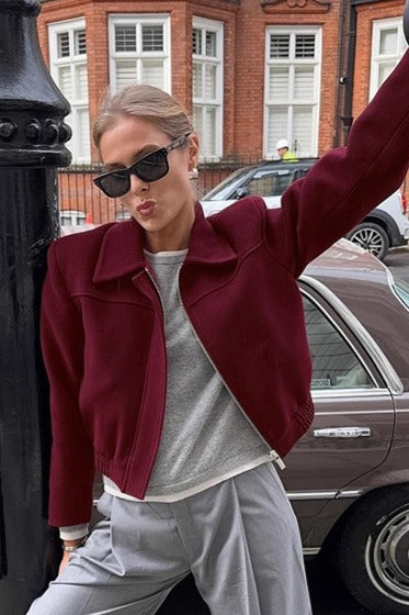 Drune | Burgunder Wolle Blazer Jacke