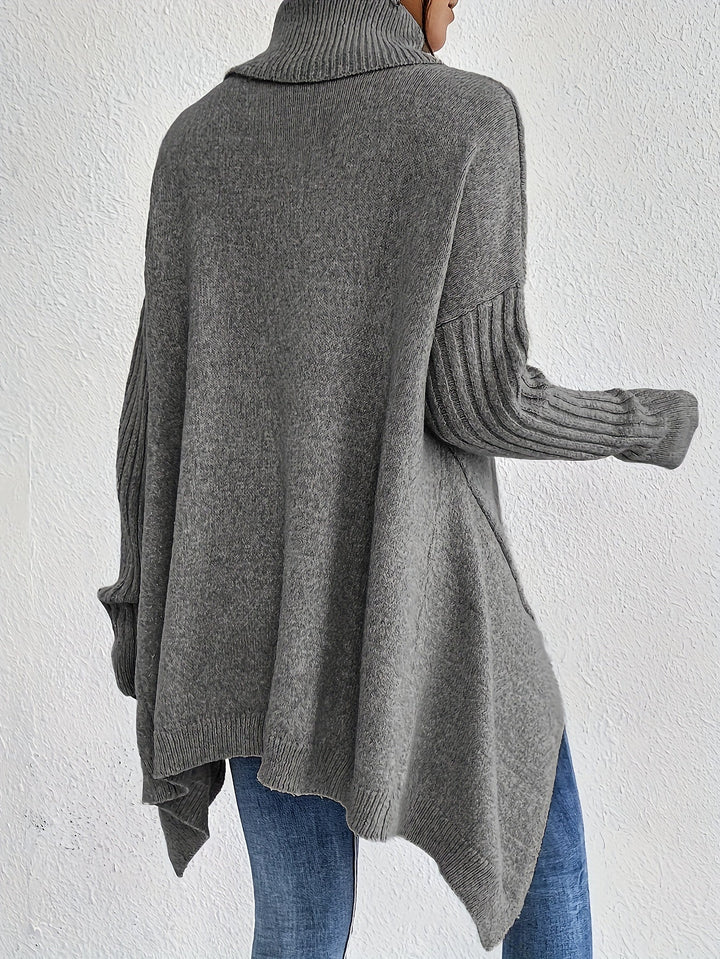 Drune | Baumwoll-Rollkragenpullover mit asymmetrischem Saum und langen Ärmeln Pullover Damen - Perfekt für den Alltag