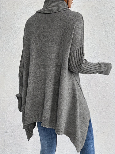 Drune | Baumwoll-Rollkragenpullover mit asymmetrischem Saum und langen Ärmeln Pullover Damen - Perfekt für den Alltag