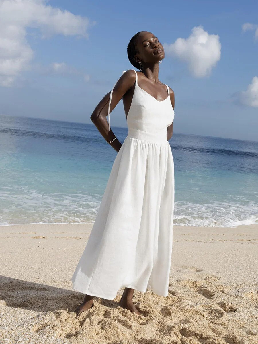 Drune | Vintage Leinen Strandkleid
