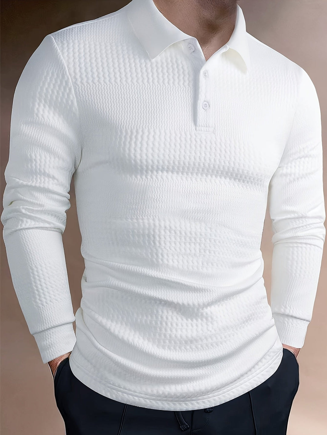 Drune | Elegante Langärmelige Polo Texturiertes Design Stilvoll und Komfortabel