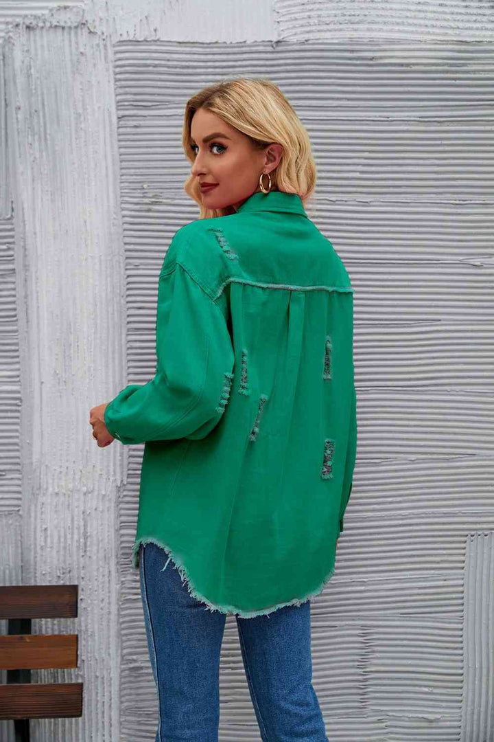 Drune | Zerrissene Rohsaum-Denimjacke