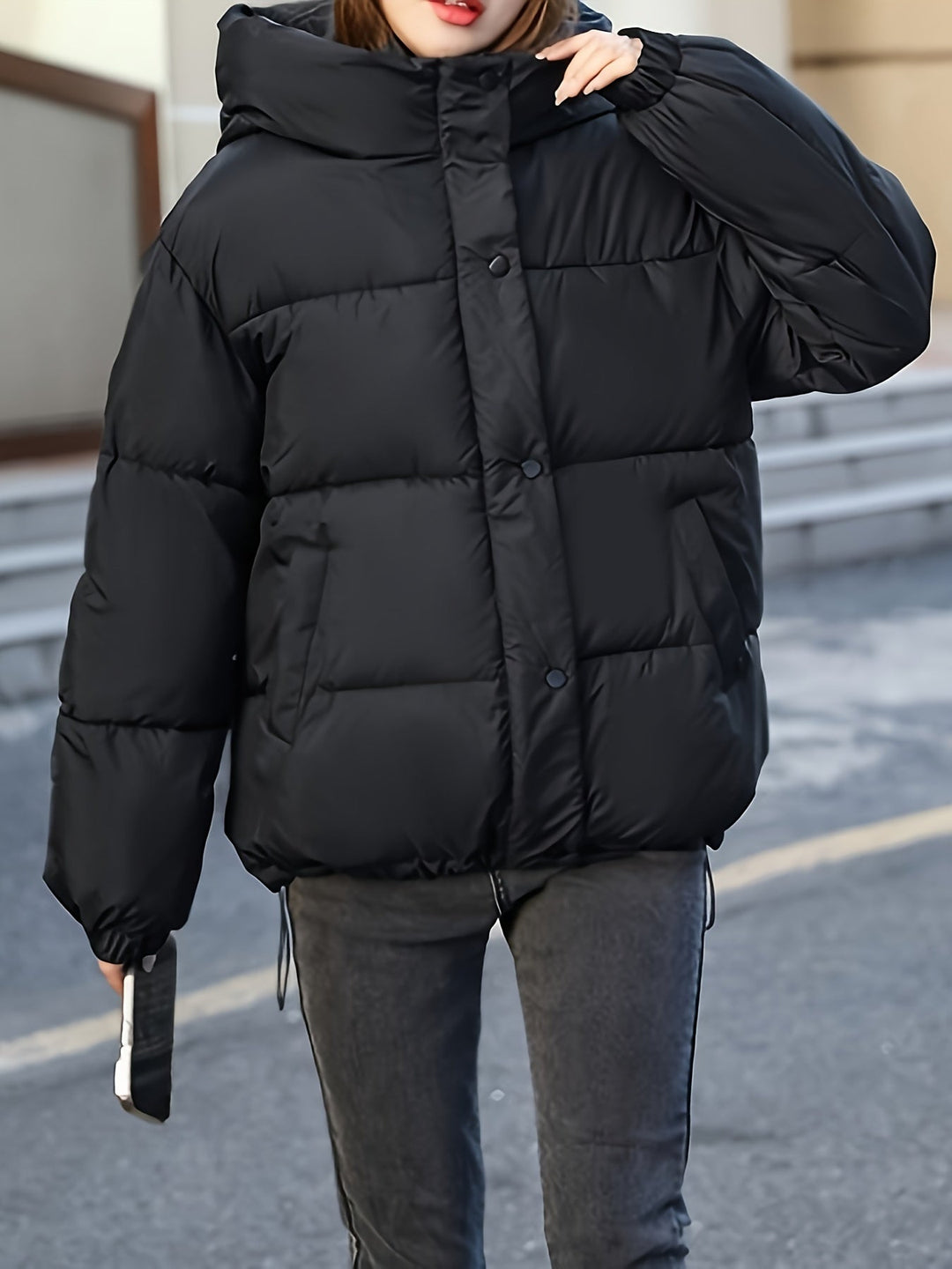 Drune | kurze warme Pufferjacke mit Kapuze für Damen - Perfekt für Outdoor-Aktivitäten