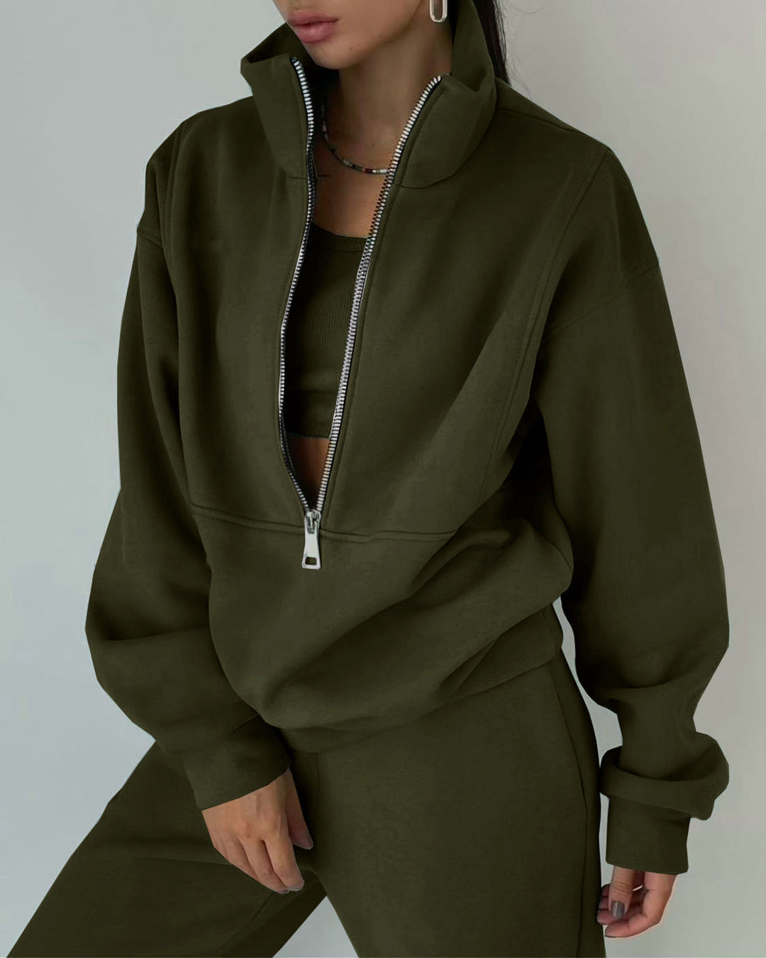 Drune | teiliges sportliches Set - trendige Damen Sweatjacke mit Jogginghose