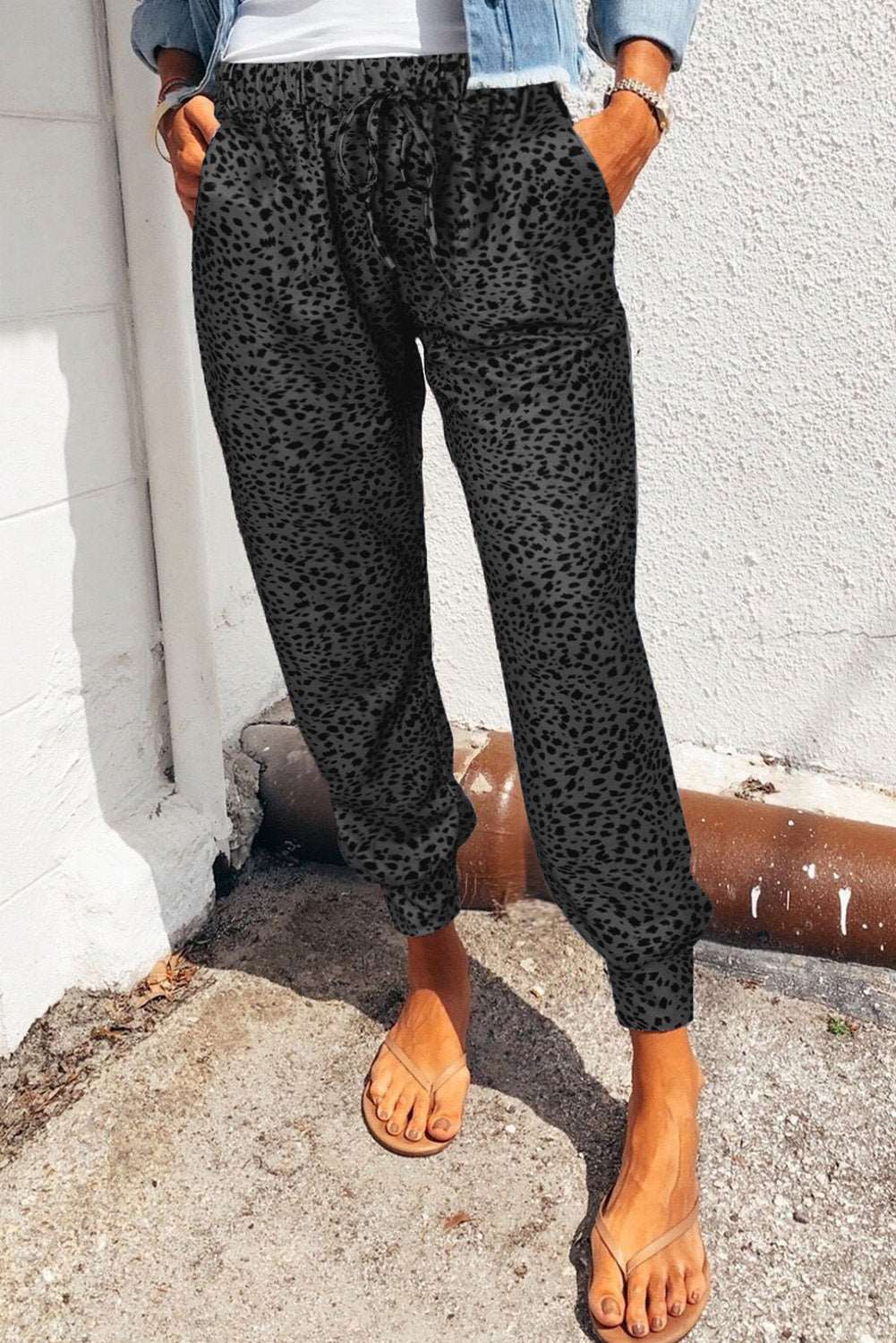 Drune | Leopardenmuster Jogginghose Mit Taschen