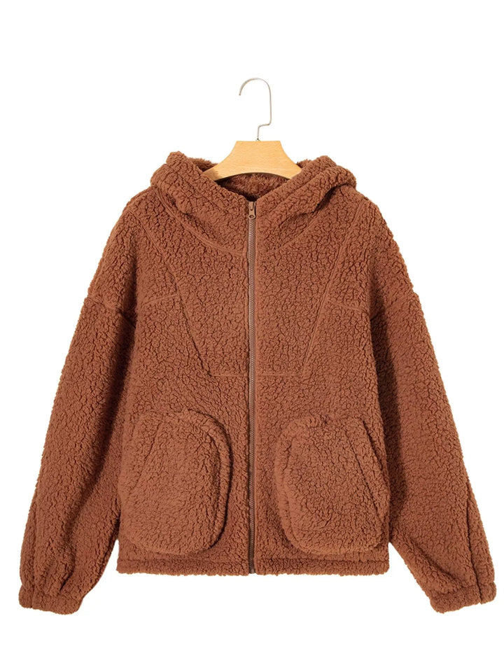 Drune | Damen Relaxed Fit Zip Up Teddyjacke